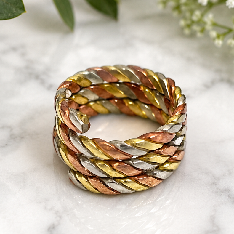 Ring Copper Brass Silver Tri-Metal
