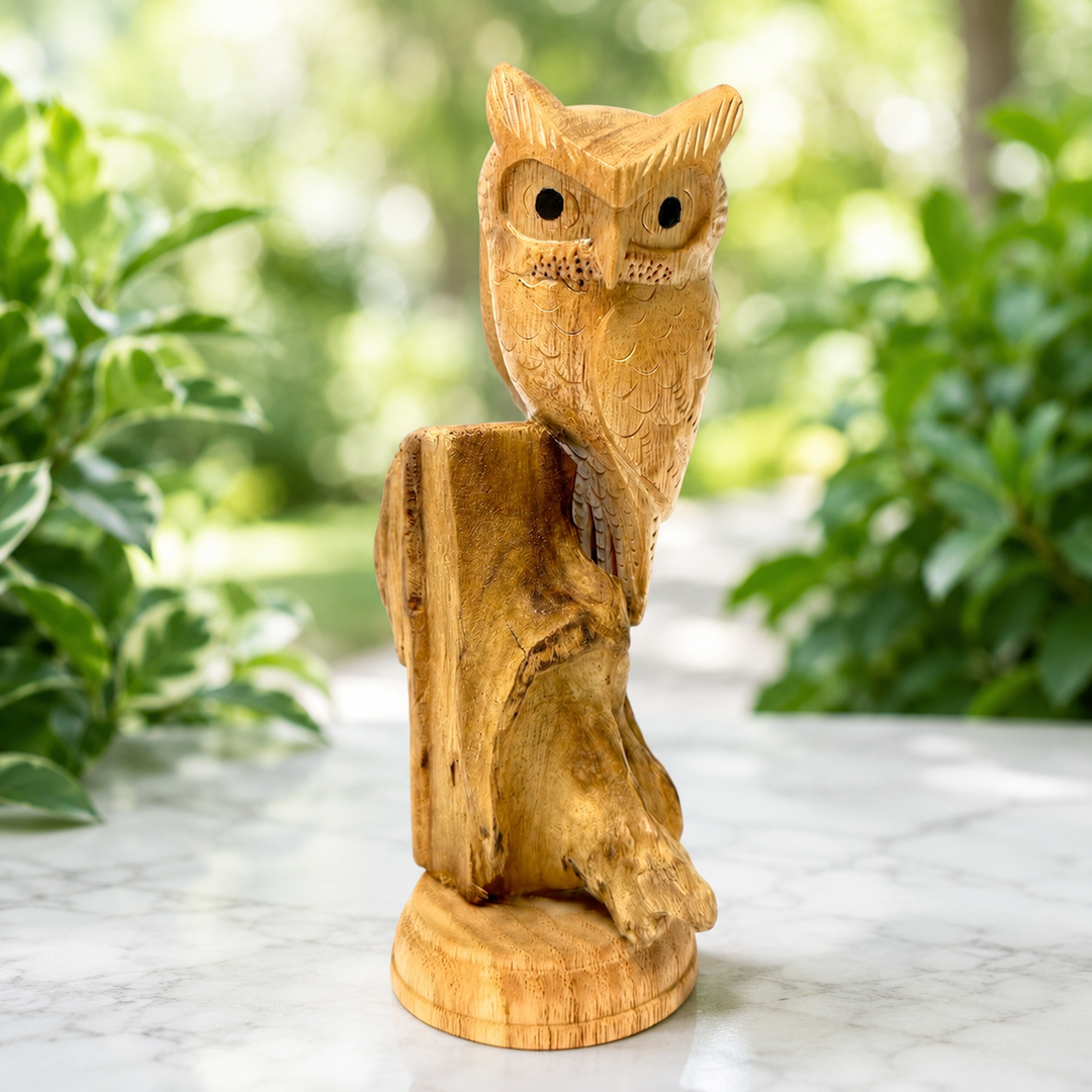 Driftwood Owl Statue 12 cm