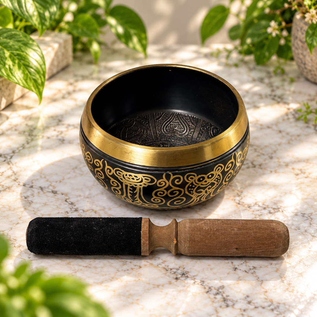 Singing Bowl Auspicious Symbols 12 cm