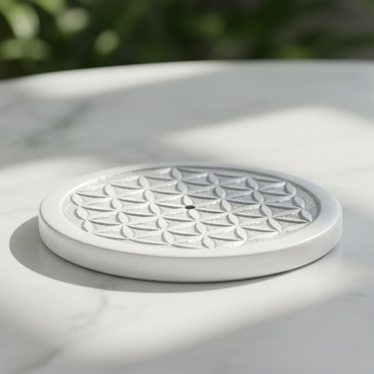 Incense Holder Flower of Life Round 8.5 cm