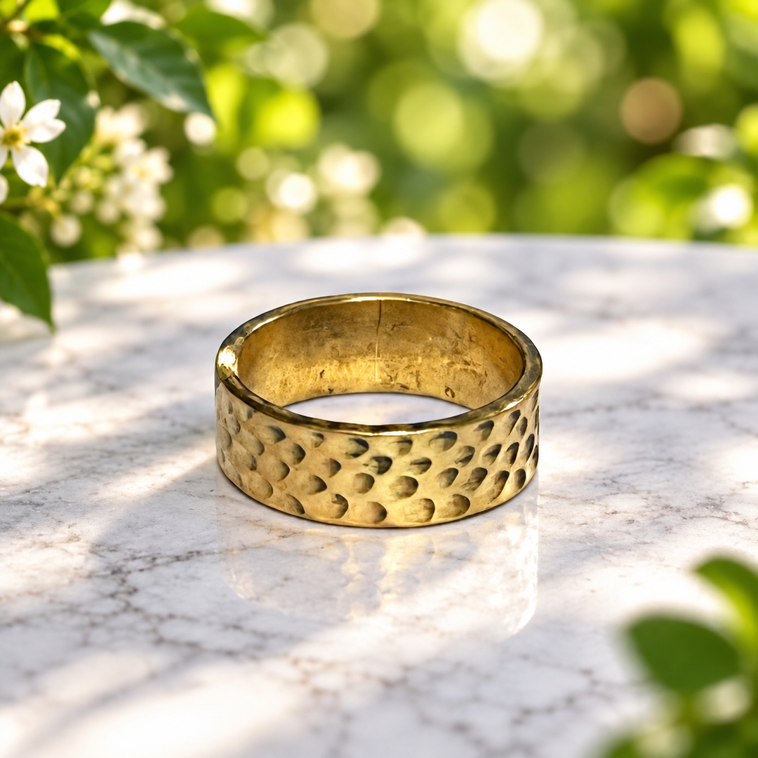 Ring Brass Hand Beaten Adjustable