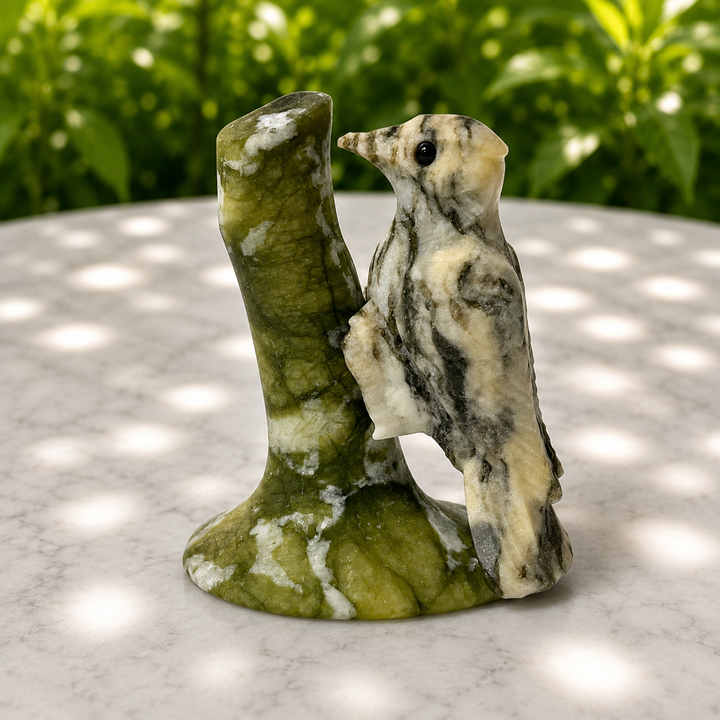 Woodpecker on Branch Crystal Carving