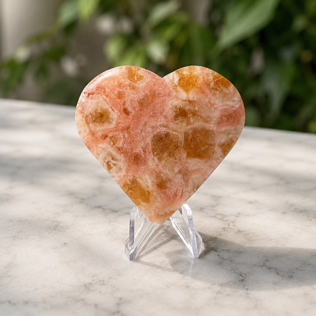 Heart Pink Flower Agate