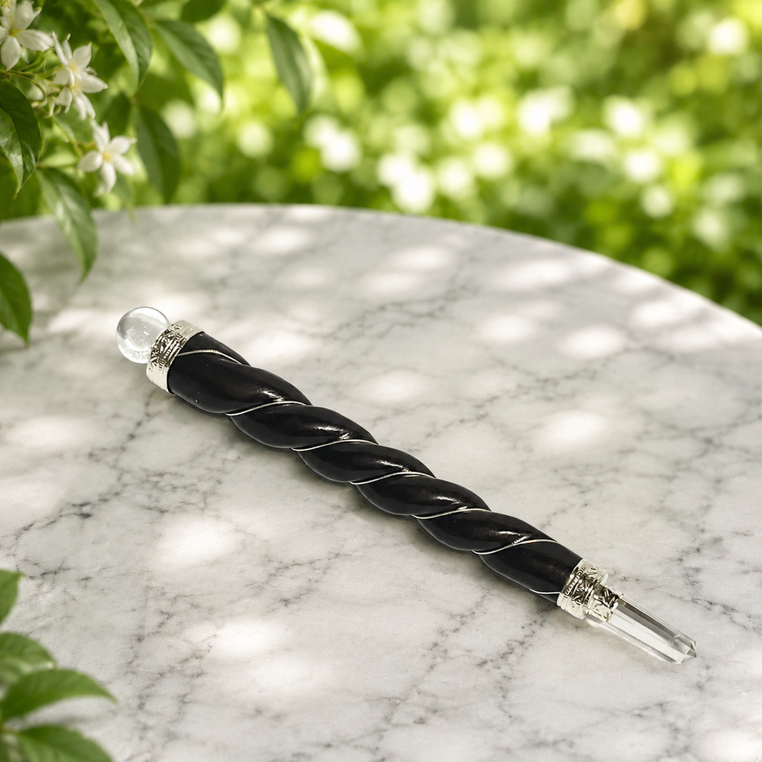 Wand Clear Quartz and Rosewood 20.5 cm