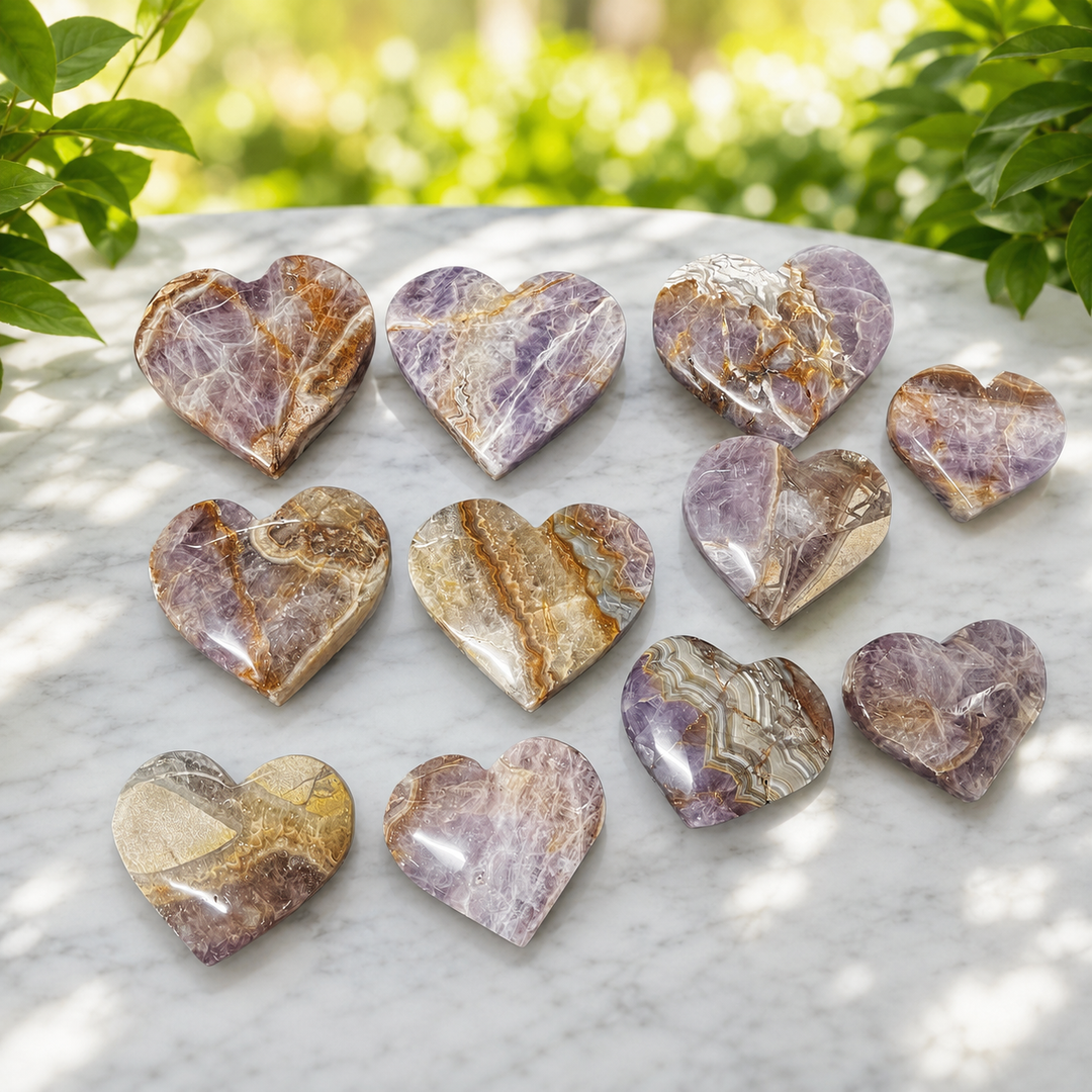 Heart Amethyst Agate Carvings Assorted | Carpe Diem With Remi