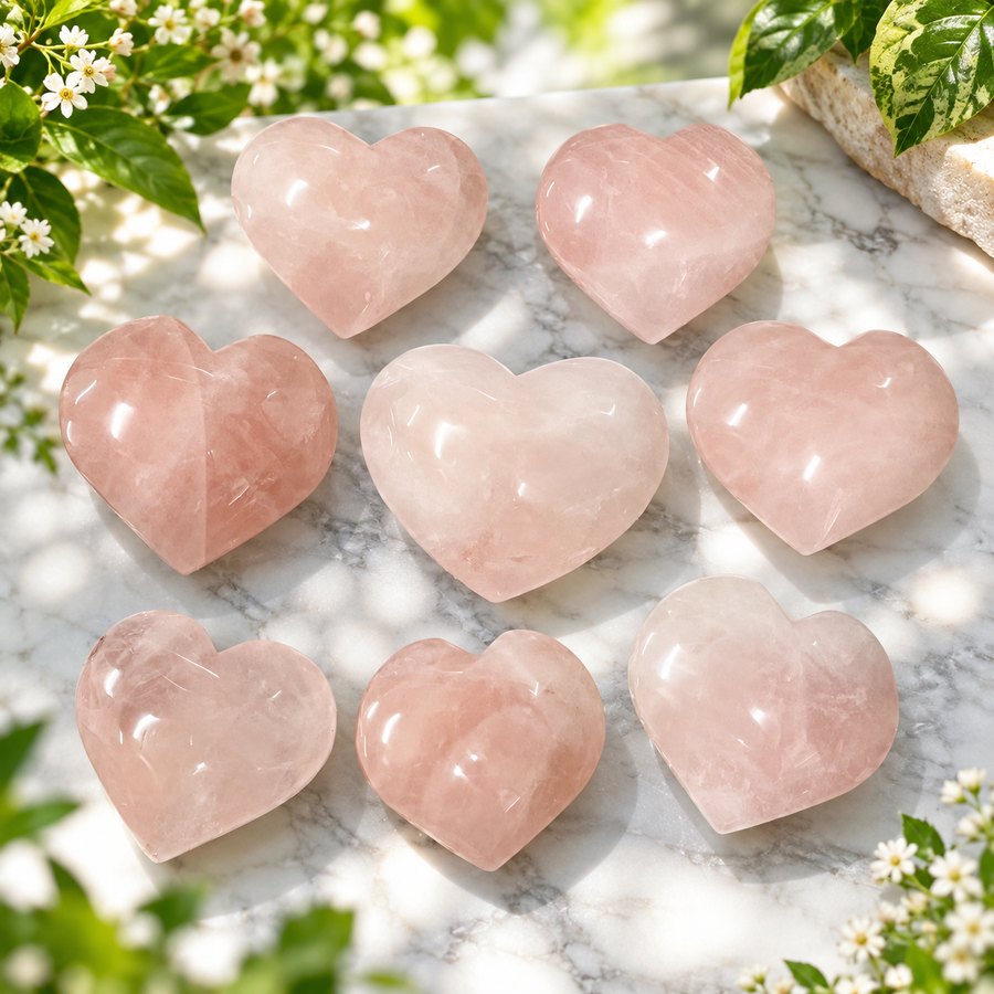 Heart Rose Quartz Puff Carvings | Carpe Diem With Remi