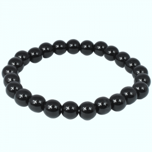 Bracelet Black Obsidian Beads 8mm