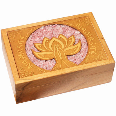 Box Carved Wood Lotus Namaste 12 x 17 cm | Carpe Diem With Remi