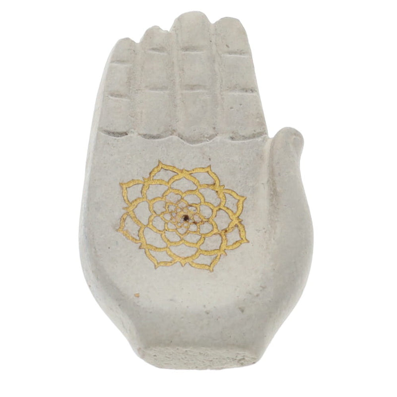 Incense Holder Stone Hand with Lotus 14 cm