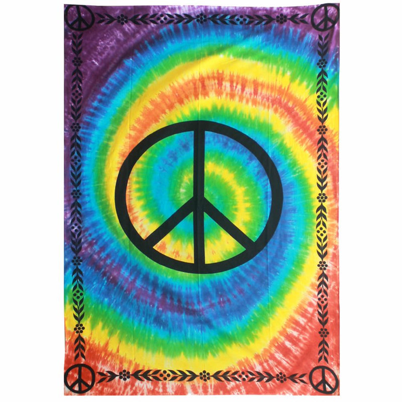 Tapestry Peace Sign Rainbow Tie Dye