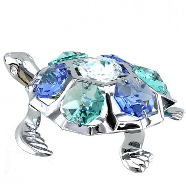 Crystocraft Turtle Blue and Silver 7.0 cm