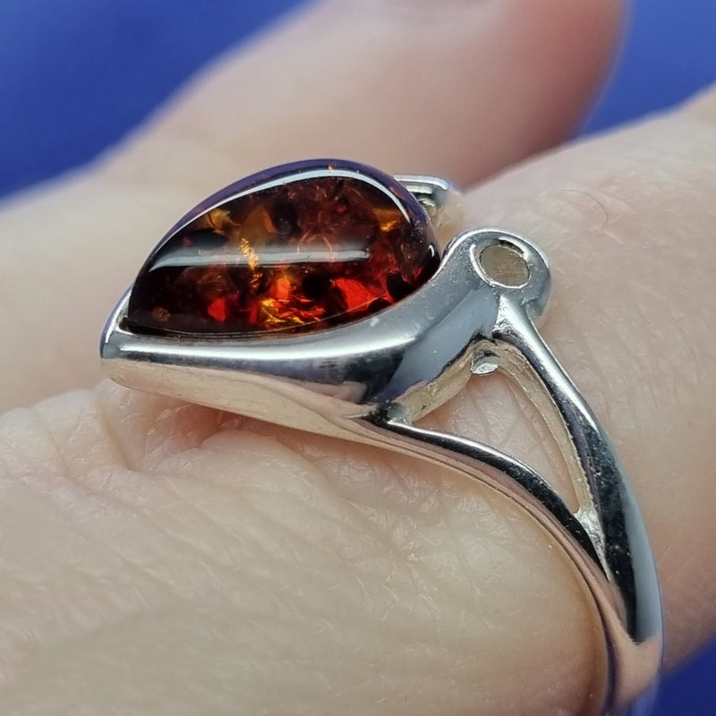 Ring Amber Rounded Teardrop Size 8.5 | Carpe Diem With Remi