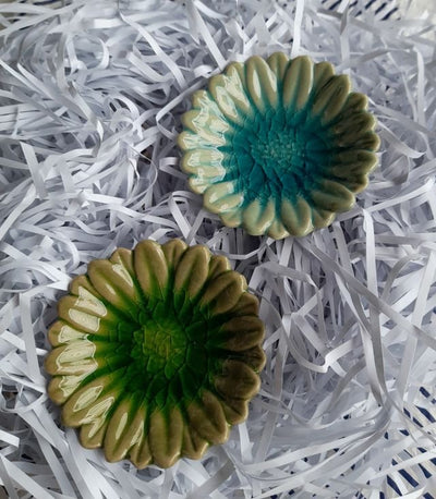 Incense Holder for Cones and Resin Green Sunflower 8cm | Carpe Diem With Remi