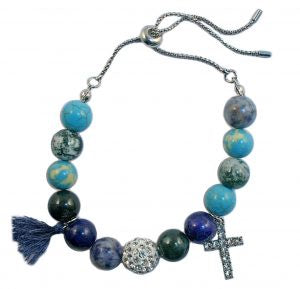 Bracelet Sodalite Beads with Cross Charm | Carpe Diem With Remi