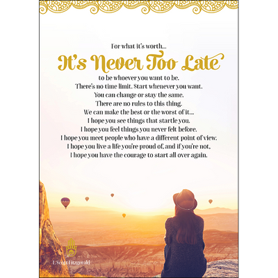 Greeting Card It's Never Too Late | Carpe Diem with Remi