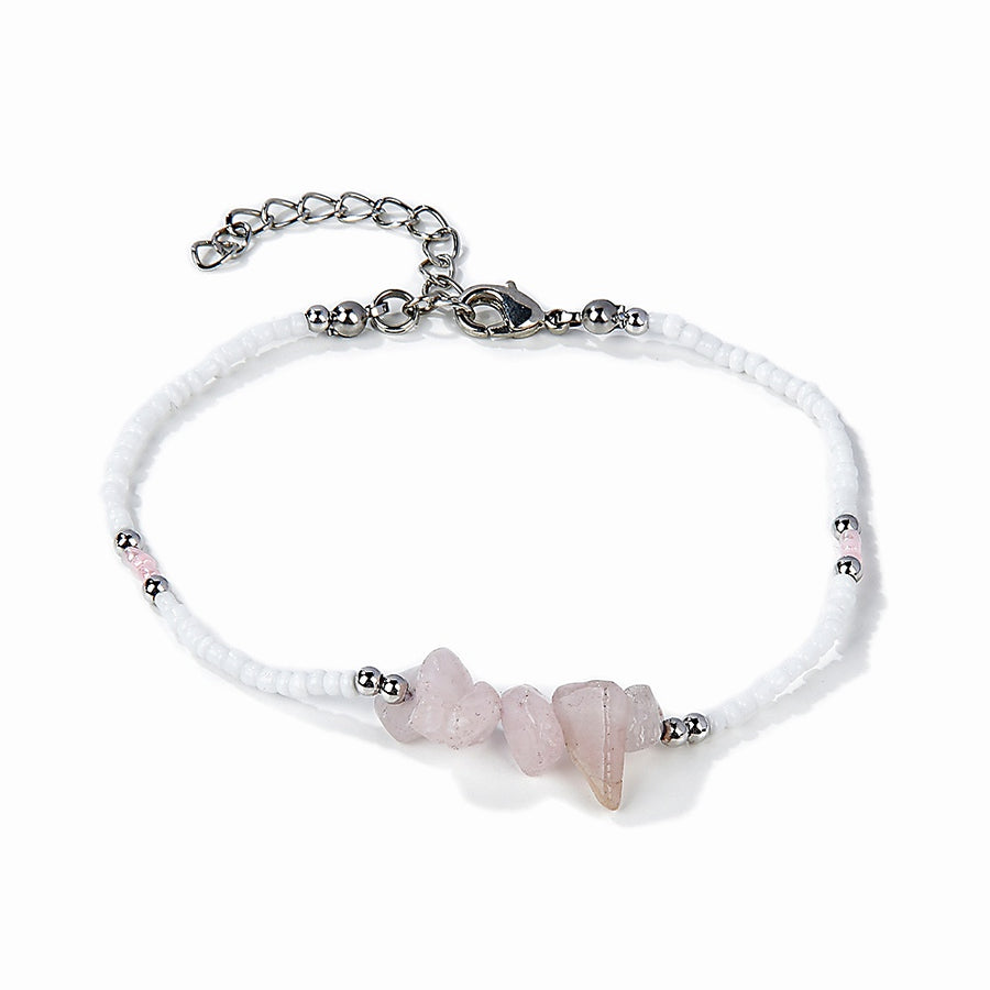 Anklet Rose Quartz Chip Adjustable | Carpe Diem With Remi