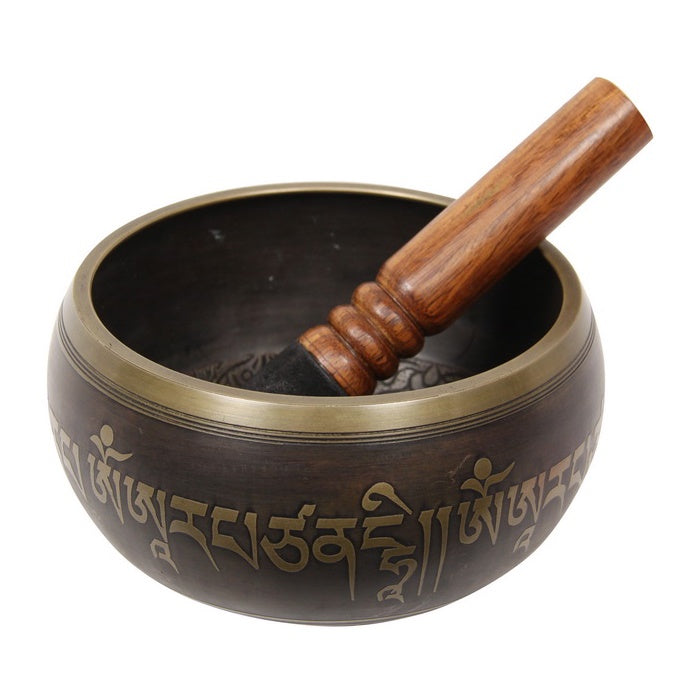 Singing Bowl Tibetan Bronze Prayer Motiff 15 cm | Carpe Diem With Remi