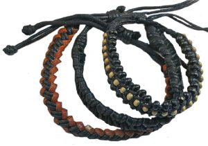 Bracelet Leather 3 Strand with Beads