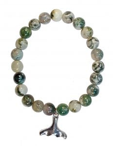 Bracelet Tree Agate Beads with Whale Tail Charm