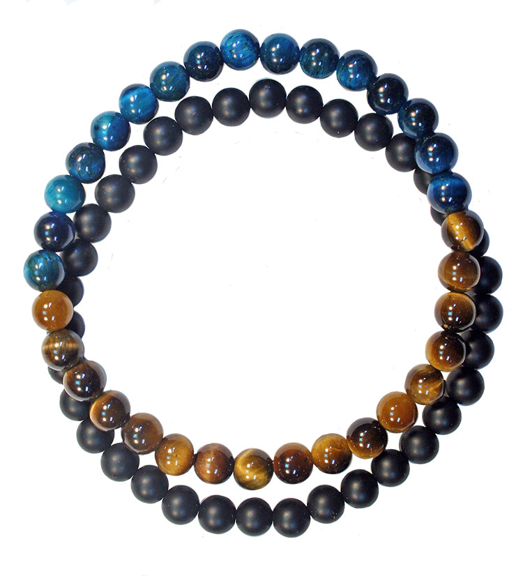 Bracelet Azurite and Tiger Eye 2 Strand | Carpe Diem with Remi