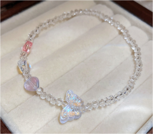Bracelet Butterfly and Heart Beaded Childrens Size