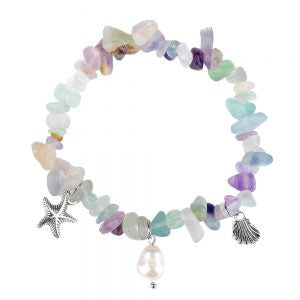 Bracelet Fluorite Chips with Sea Charms