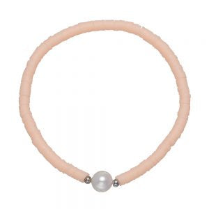 Bracelet Heishi Peach Colour with Pearl