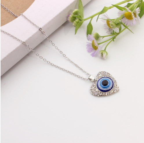 Necklace Blue Eye of Protection Heart
