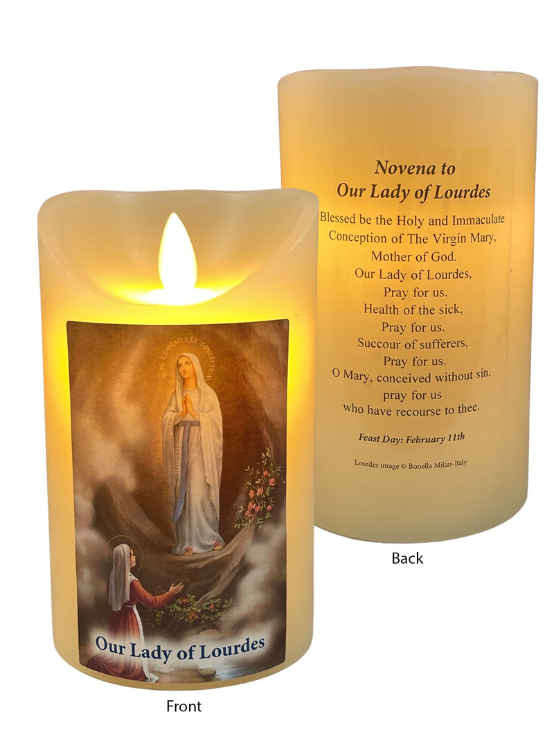 Our Lady of Lourdes Candle Pillar LED 12.5 cm