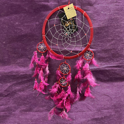Dreamcatcher Red with Magenta Feathers 25 cm | Carpe Diem With Remi