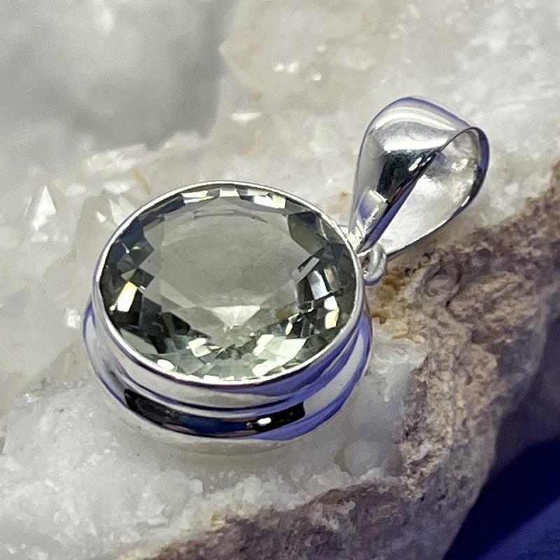Pendant Green Amethyst Round Faceted 2.7 cm
