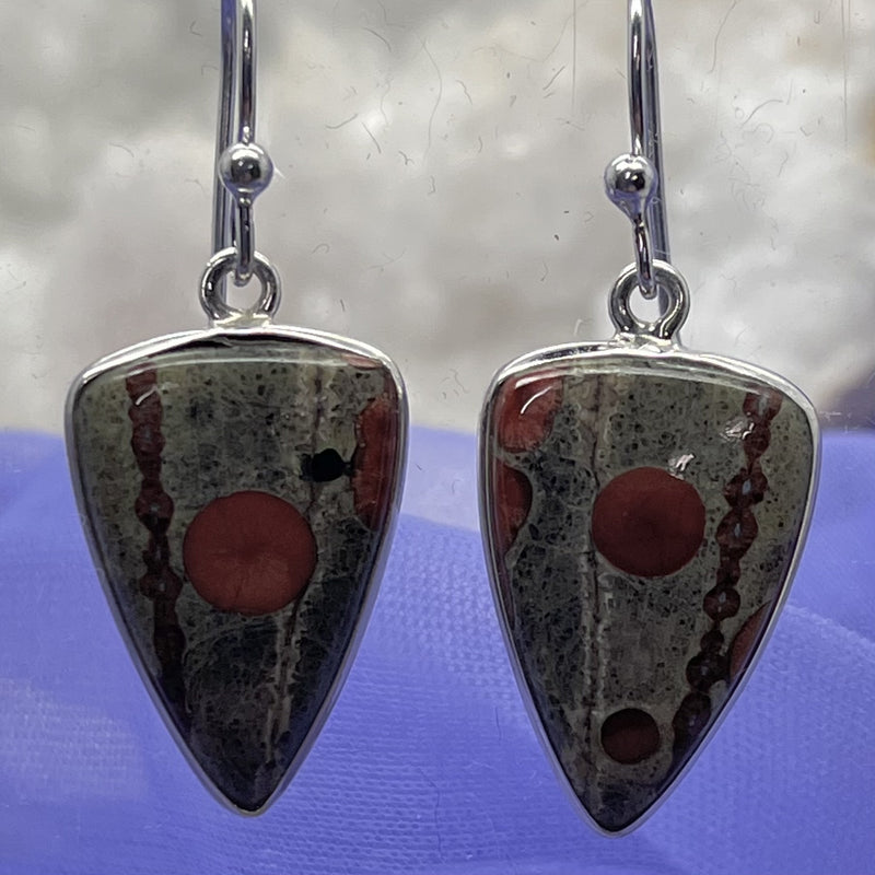 Earrings Peanut Obsidian Triangular 3.5 cm