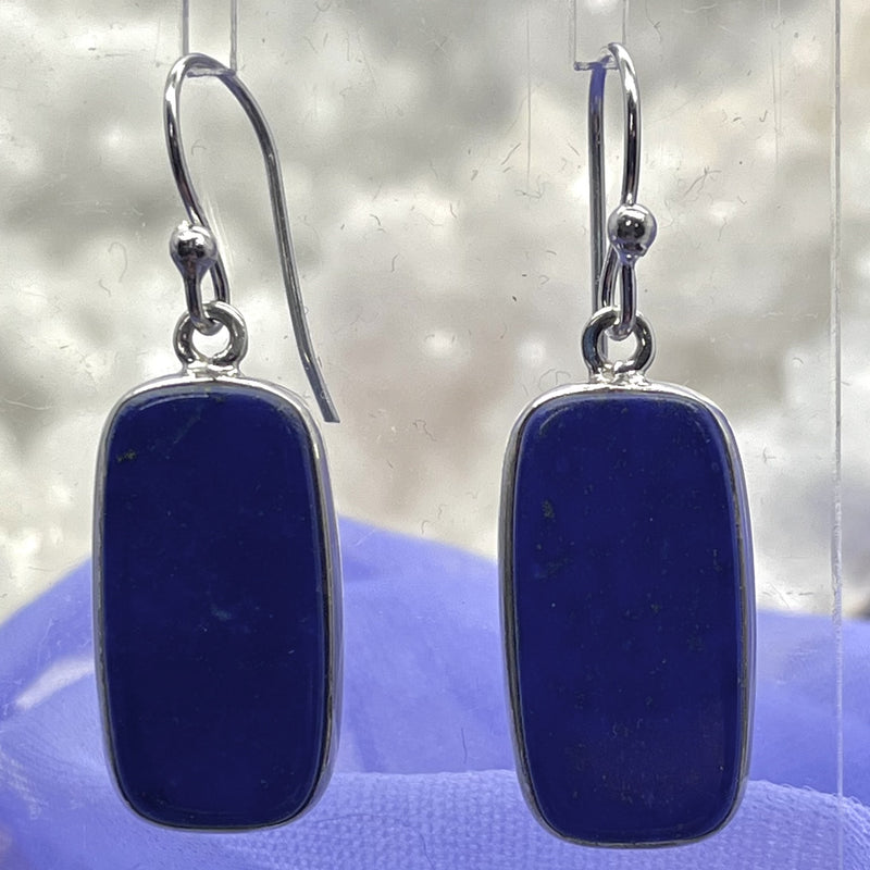 Earrings Lapis Lazuli Rectangular 3.4 cm