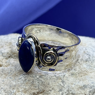 Ring Lapis Lazuli  With Golden Swirl Size 10 | Carpe Diem With Remi