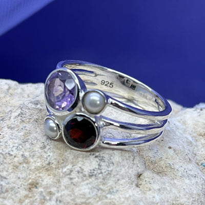Ring Amethyst Garnet Pearl Size 6 | Carpe Diem With Remi