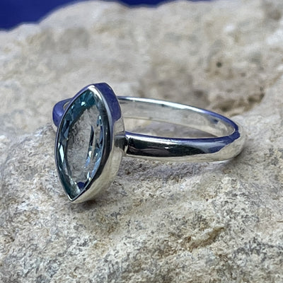 Ring Blue Topaz Eye Faceted Size 9 | Carpe Diem With Remi