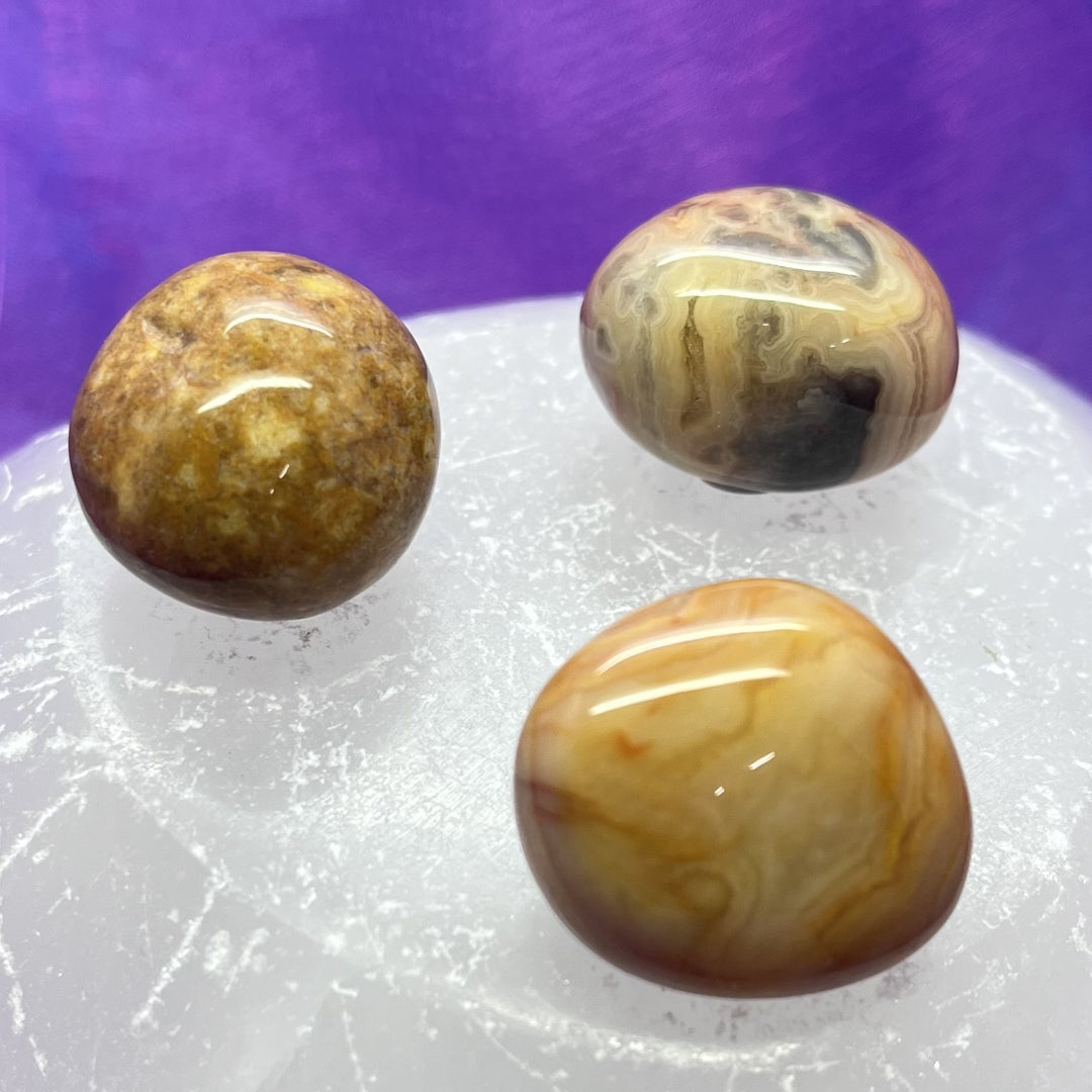 Yellow Crazy Lace Agate Tumble Stone - Happiness