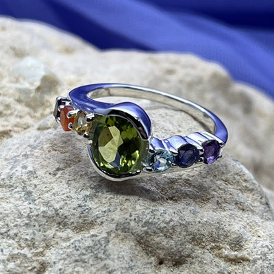 Ring Peridot Oval with Chakra Stones | Carpe Diem With Remi