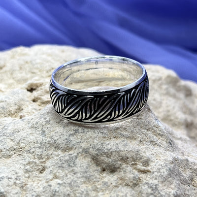Mens Ring Feather Pattern Size 12 | Carpe Diem With Remi