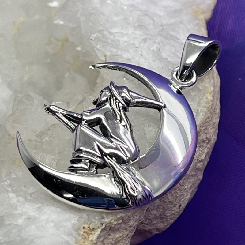 Pendant Witch Flying Through Moon 3.8 cm