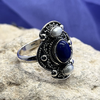 Ring Lapis and Pearl Size 8.5 | Carpe Diem With Remi