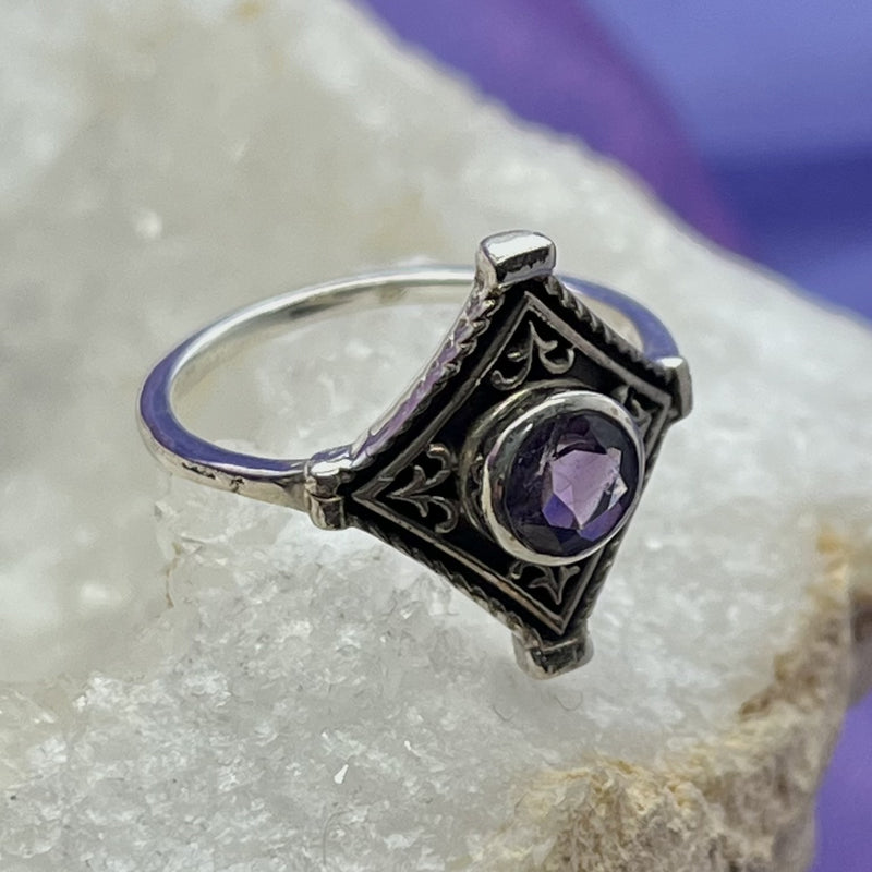 Ring Amethyst Mini Stone Faceted 0.5 cm