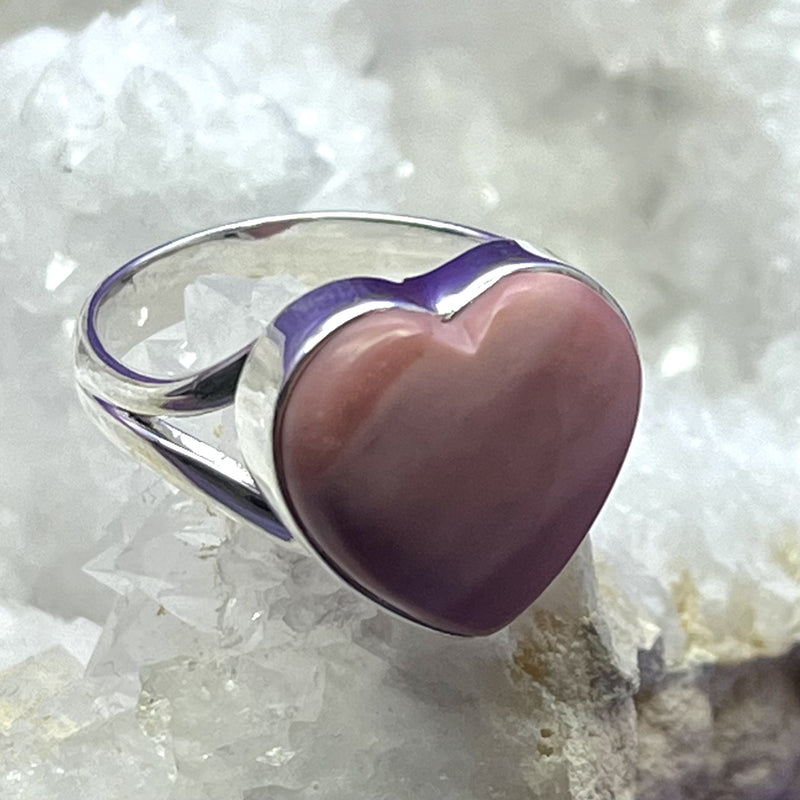 Ring Pink Opal Heart 1.5 cm