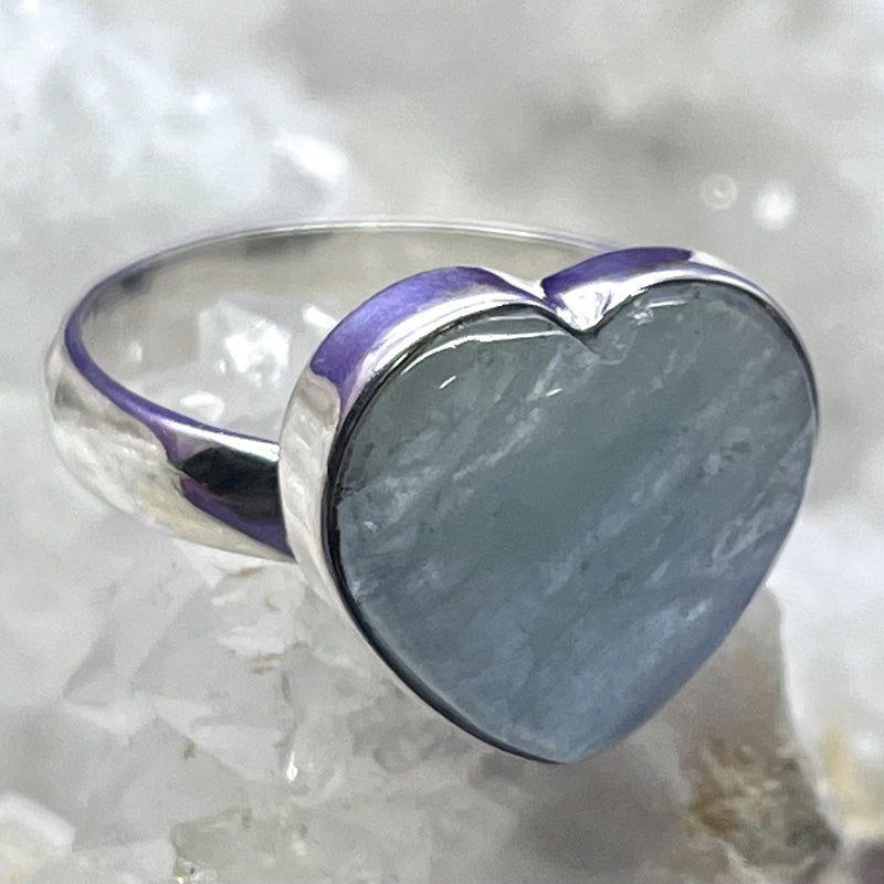 Ring Aquamarine Heart 1.4 cm