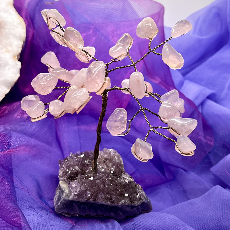 Crystal Tree Rose Quartz Amethyst Base 12.7 cm