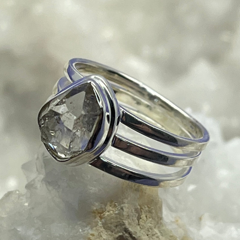Ring Herkimer Diamond Triple Band Assorted Sizes