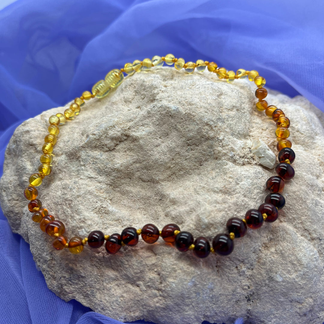 Amber Baby Necklace Teething  Colours 30 cm