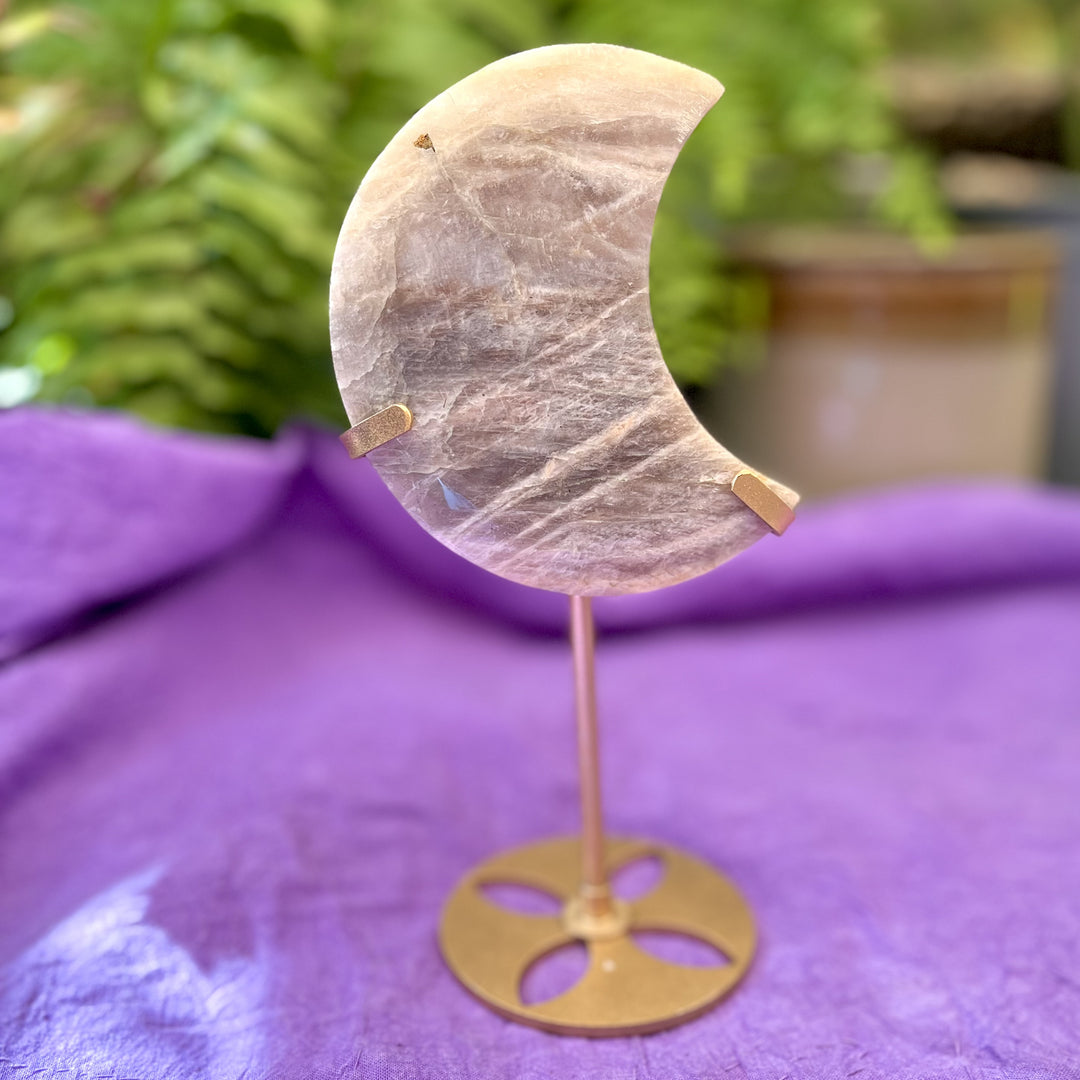 Moonstone Moon on Stand 10.3 cm