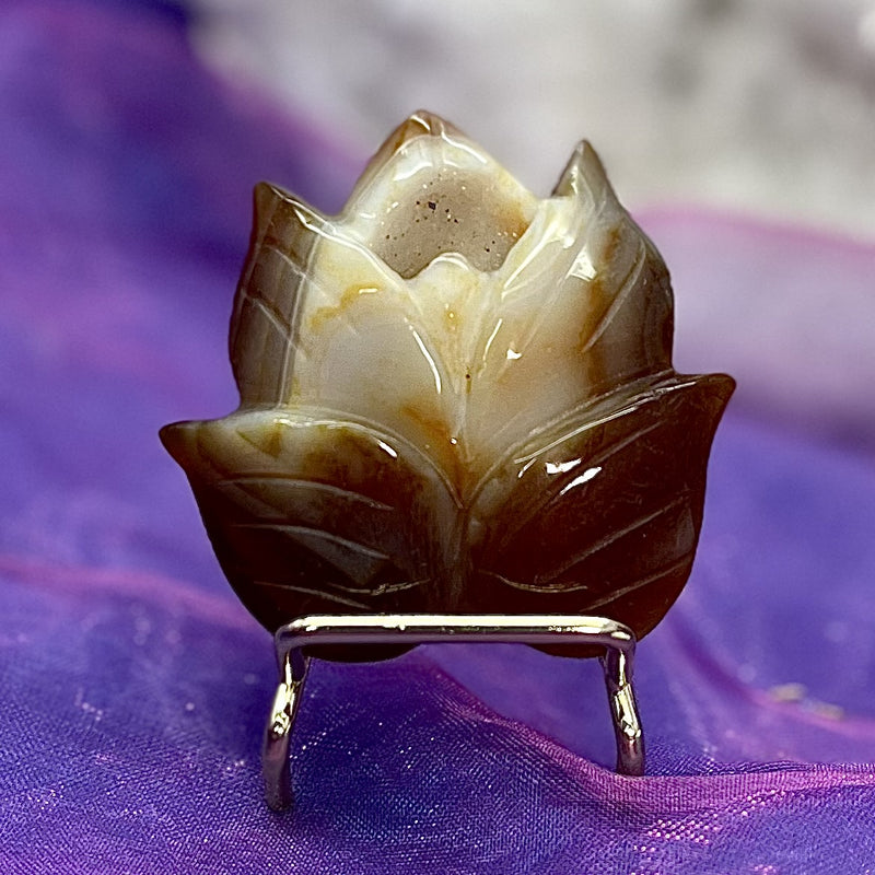 Carnelian Lotus with Stand 5.1 cm