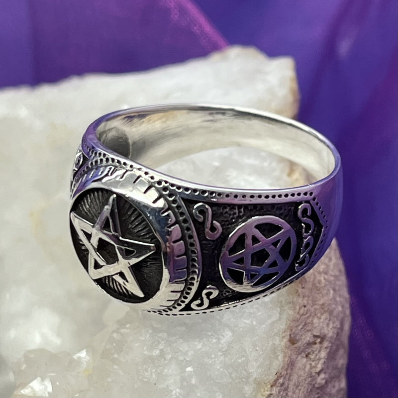 Ring Pentagram Solid with Mini Infinity Symbols